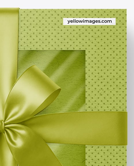 Kraft Paper Gift Box with Bow Mockup