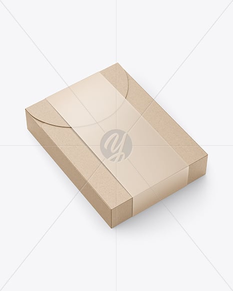 Kraft Paper Box in Translucent Plastic Sleeve Mockup