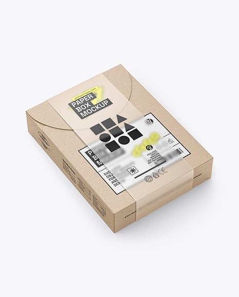 Kraft Paper Box in Translucent Plastic Sleeve Mockup - PSD Mockups
