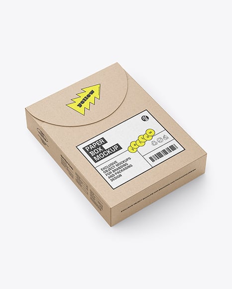 Kraft Paper Box in Translucent Plastic Sleeve Mockup