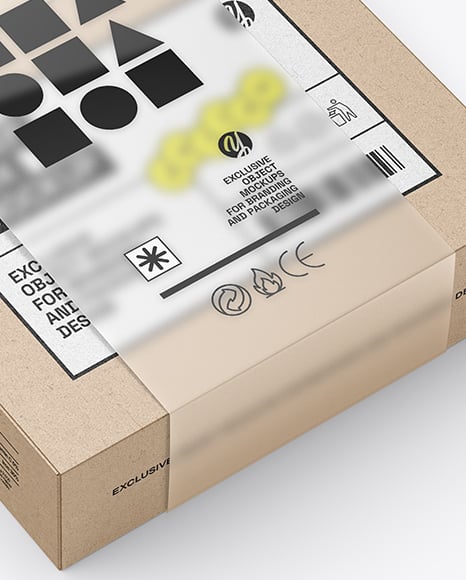 Kraft Paper Box in Translucent Plastic Sleeve Mockup