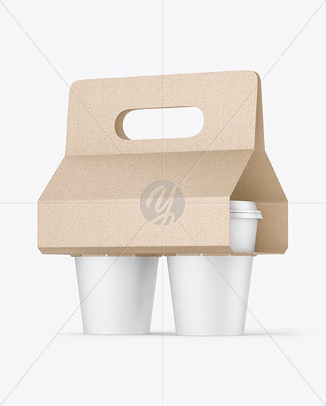 Kraft Paper Coffee Cups Carrier Mockup