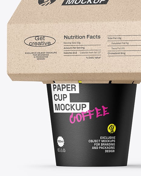 Kraft Paper Coffee Cups Carrier Mockup