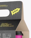 Kraft Paper Coffee Cups Carrier Mockup