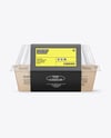 Kraft Paper Food Box with Clear Plastic Lid in Sleeve Mockup