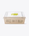 Kraft Paper Food Box with Clear Plastic Lid in Sleeve Mockup