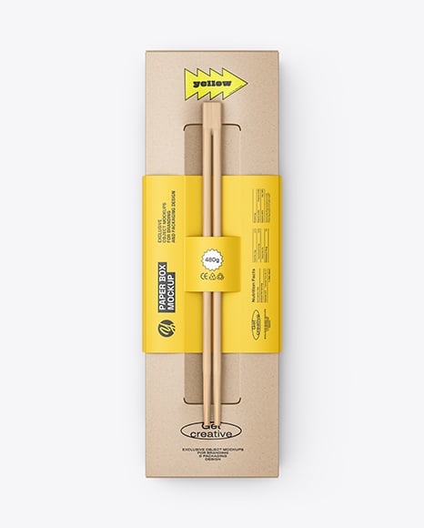 Kraft Paper Sushi Box in Sleeve with Chopsticks Mockup - Packaging mockups