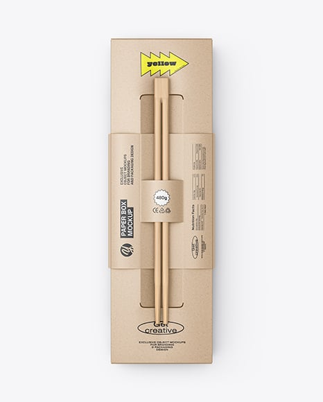 Kraft Paper Sushi Box in Sleeve with Chopsticks Mockup