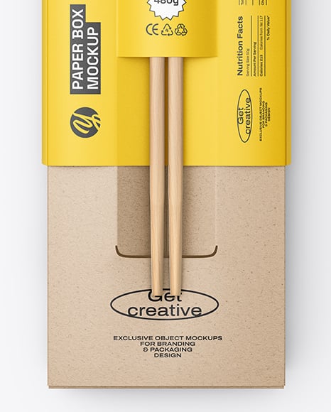 Kraft Paper Sushi Box in Sleeve with Chopsticks Mockup