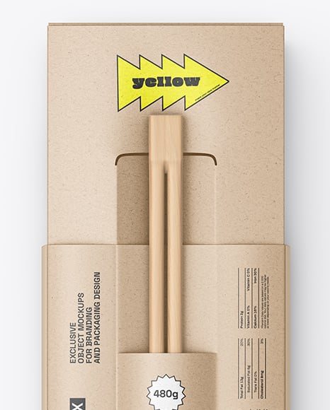 Kraft Paper Sushi Box in Sleeve with Chopsticks Mockup