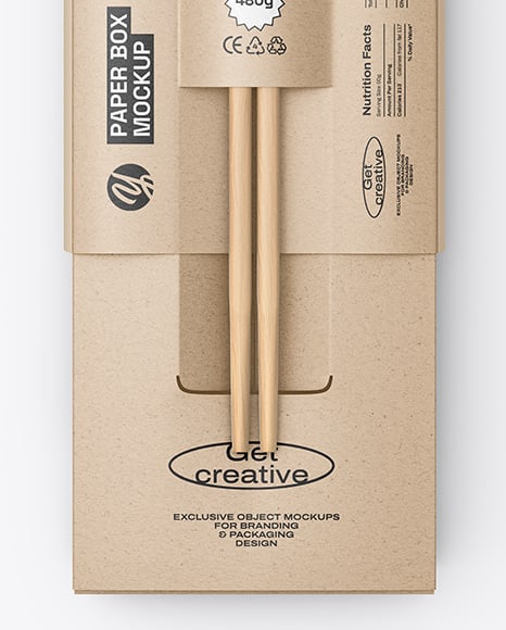Kraft Paper Sushi Box in Sleeve with Chopsticks Mockup