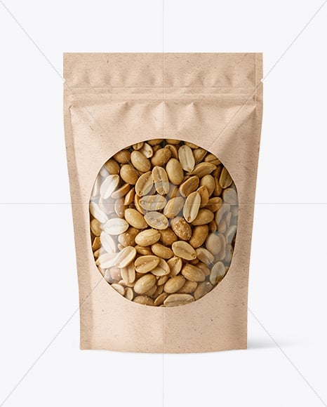 Kraft Stand-up Pouch with Salted Peanut Mockup