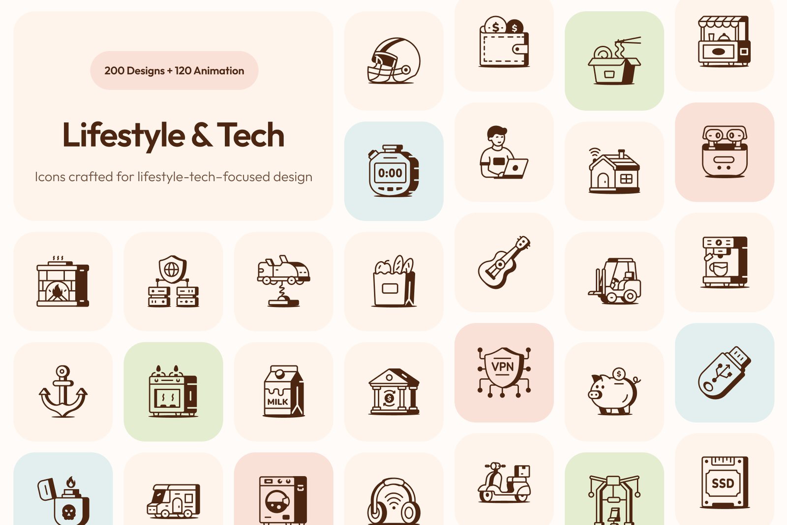 Lifestyle &amp; Tech Icons Bundle