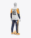 Long Sleeve Full Zipper Tracksuit Mockup - Back Half Side View