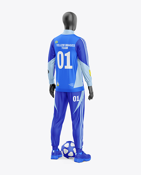 Long Sleeve Full Zipper Tracksuit Mockup - Back Half Side View