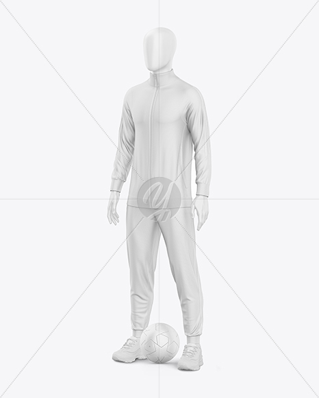Long Sleeve Full Zipper Tracksuit Mockup - Half Side View