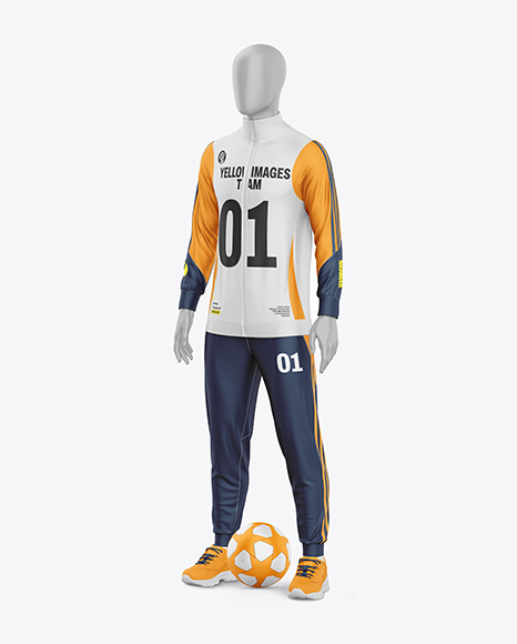 Long Sleeve Full Zipper Tracksuit Mockup - Half Side View