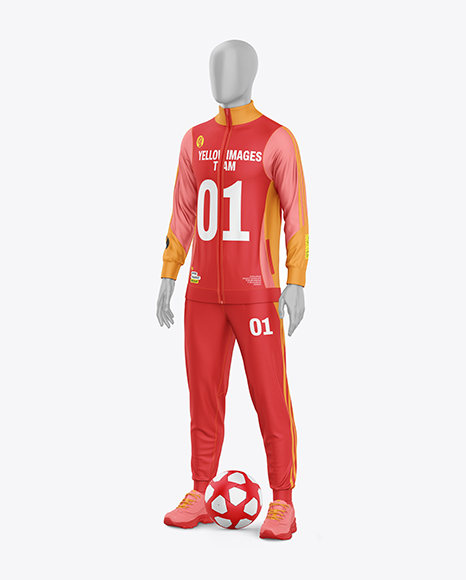 Long Sleeve Full Zipper Tracksuit Mockup - Half Side View