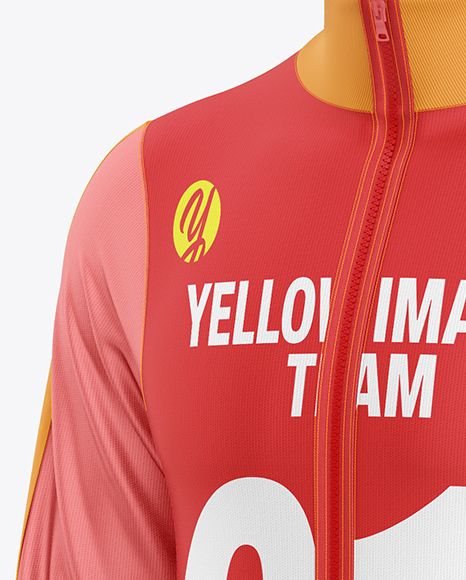 Long Sleeve Full Zipper Tracksuit Mockup - Half Side View