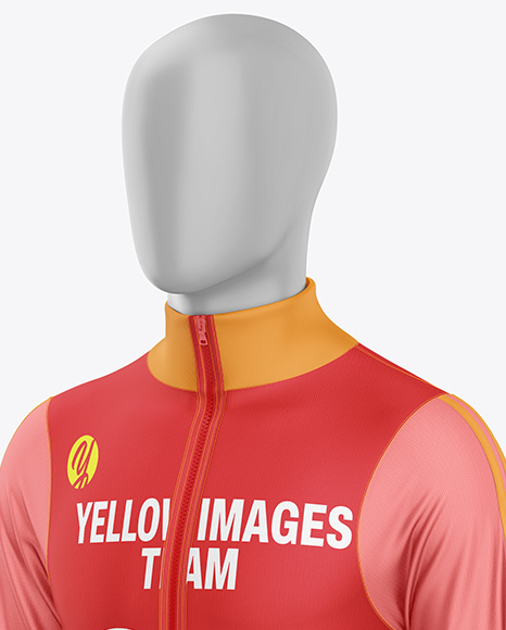 Long Sleeve Full Zipper Tracksuit Mockup - Half Side View