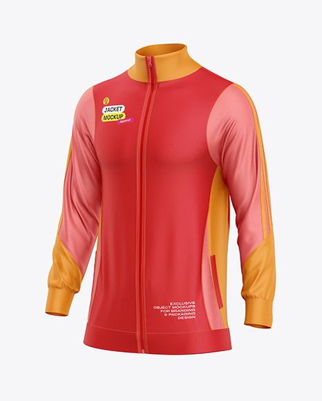 Long Sleeve Training Jacket Mockup - Half Side View