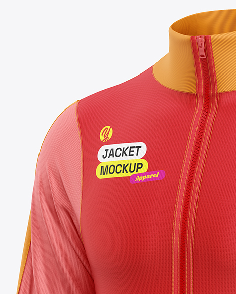 Long Sleeve Training Jacket Mockup - Half Side View