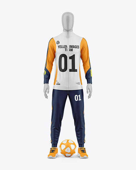 Long Sleeve Full Zipper Tracksuit Mockup - Front View