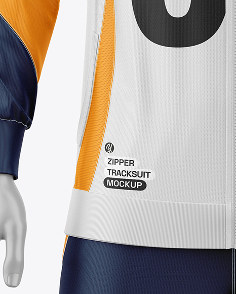 Long Sleeve Full Zipper Tracksuit Mockup - Front View