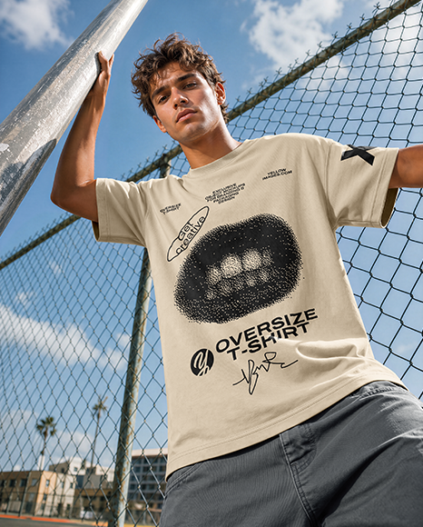 Man in an Oversized T-Shirt Mockup