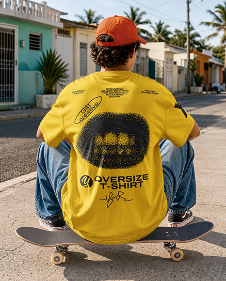 Young Man Wearing Oversized T-Shirt Mockup
