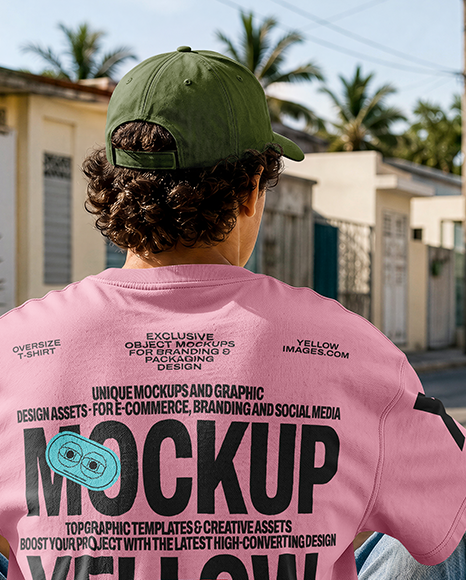 Young Man Wearing Oversized T-Shirt Mockup