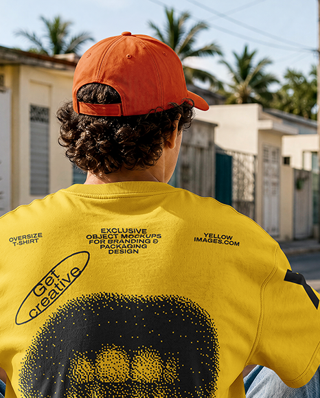 Young Man Wearing Oversized T-Shirt Mockup