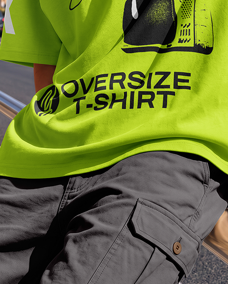 Young Man Wearing Oversized T-Shirt Mockup