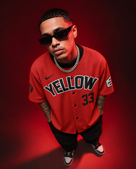 Man Wearing a Baseball Jersey Mockup
