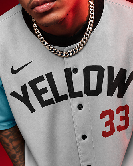 Man Wearing a Baseball Jersey Mockup