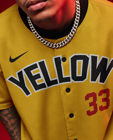 Man Wearing a Baseball Jersey Mockup