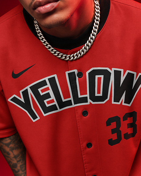Man Wearing a Baseball Jersey Mockup