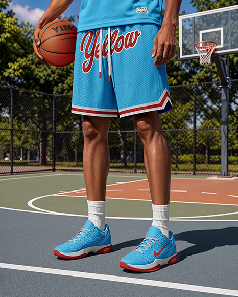 Man Wearing Basketball Shorts Mockup