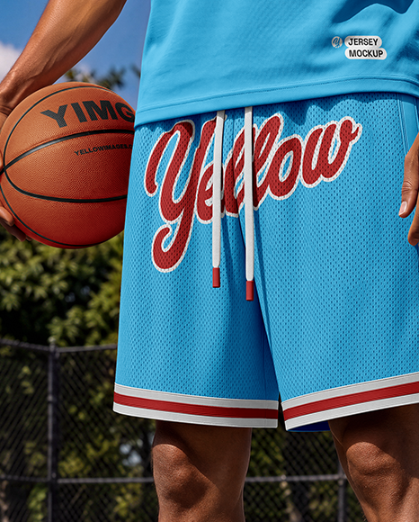 Man Wearing Basketball Shorts Mockup