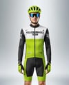 Man Wearing Cycling Jersey and Bib Shorts Mockup