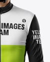 Man Wearing Cycling Jersey and Bib Shorts Mockup