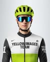 Man Wearing Cycling Jersey and Bib Shorts Mockup