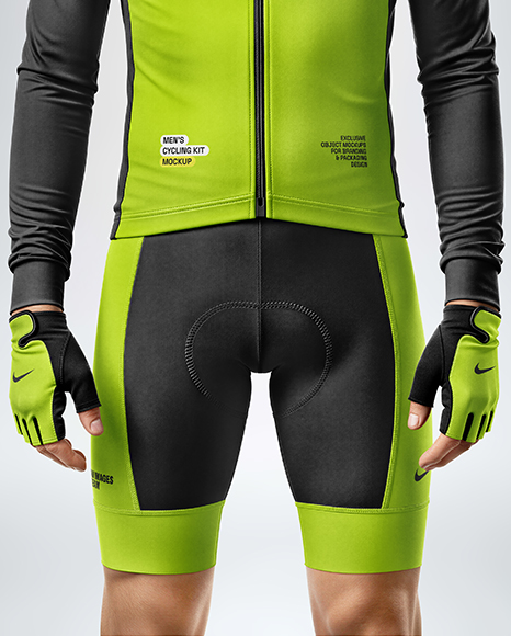 Man Wearing Cycling Jersey and Bib Shorts Mockup