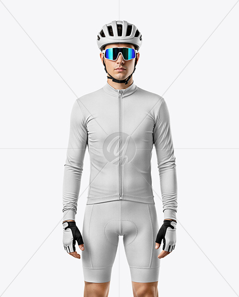 Man Wearing Cycling Jersey and Bib Shorts Mockup