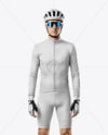Man Wearing Cycling Jersey and Bib Shorts Mockup