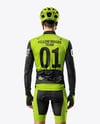 Man Wearing Cycling Jersey and Bib Shorts Mockup