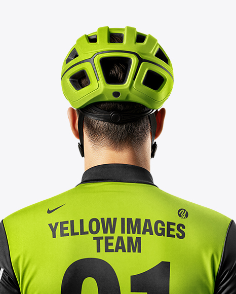 Man Wearing Cycling Jersey and Bib Shorts Mockup