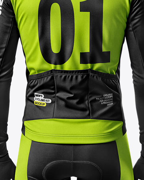 Man Wearing Cycling Jersey and Bib Shorts Mockup