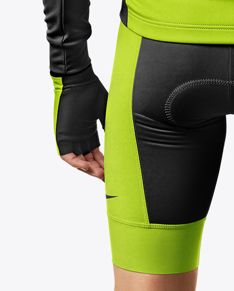 Man Wearing Cycling Jersey and Bib Shorts Mockup