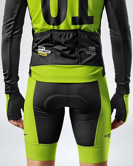 Man Wearing Cycling Jersey and Bib Shorts Mockup